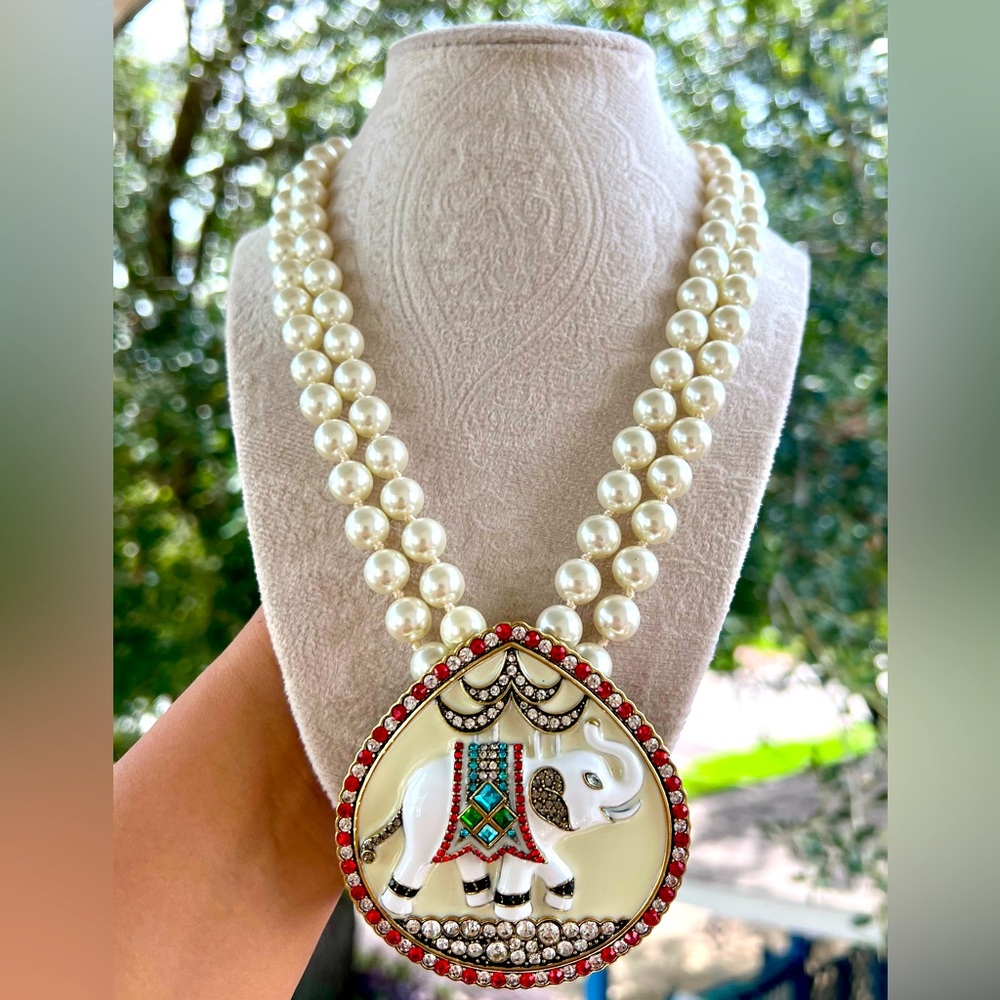 Heidi Daus Elephant Pearl Crystal Necklace